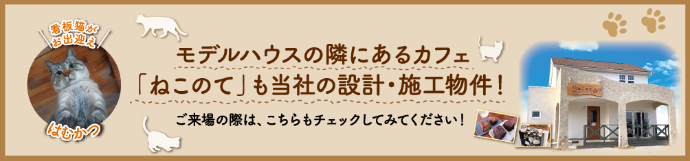 モデルハウス横にあるカフェ「ねこのて」